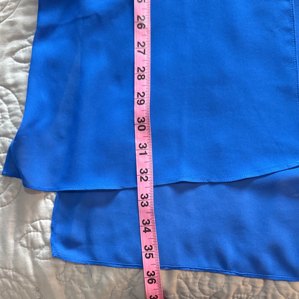NWOT Chico’s Split Front Cobalt Blue Semi Sheer Tunic Top size 1 or Medium - Picture 15 of 16